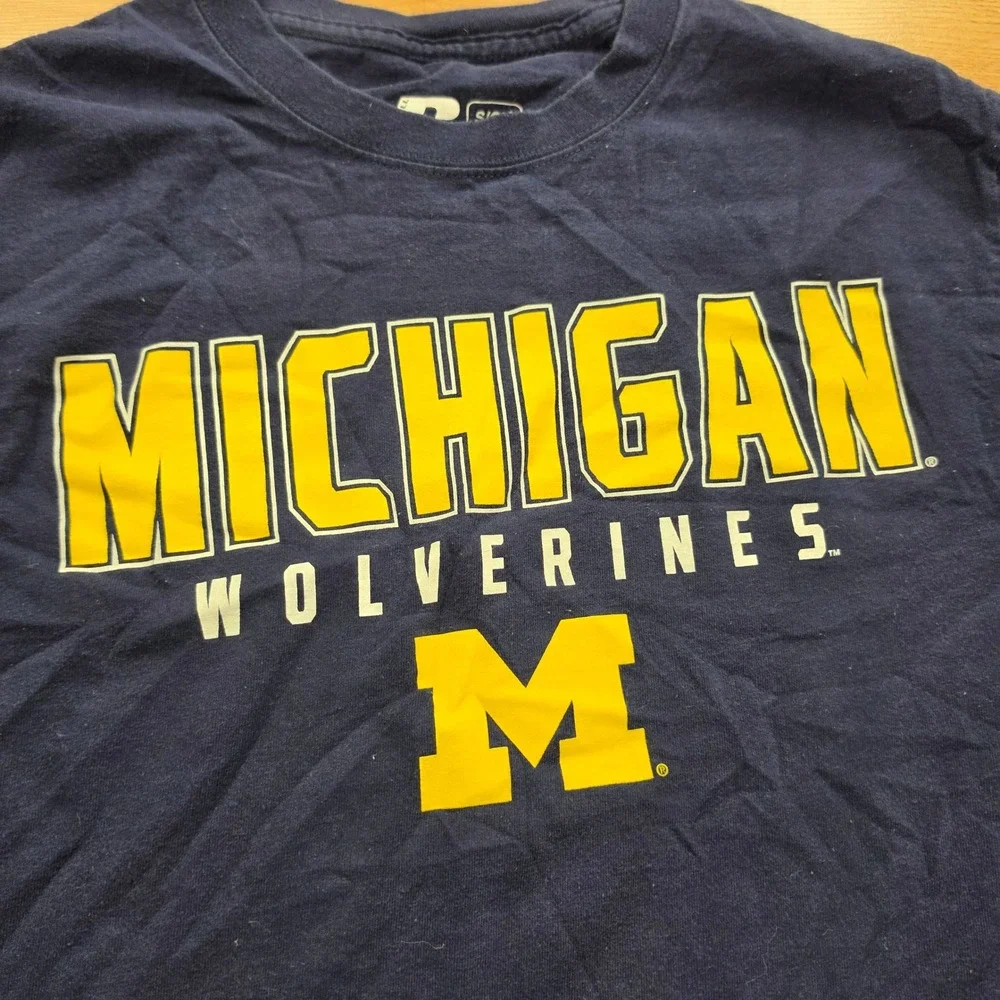 Russell Athletic Michigan Wolverines Mens Small Long Sleeve T-Shirt Navy Blue